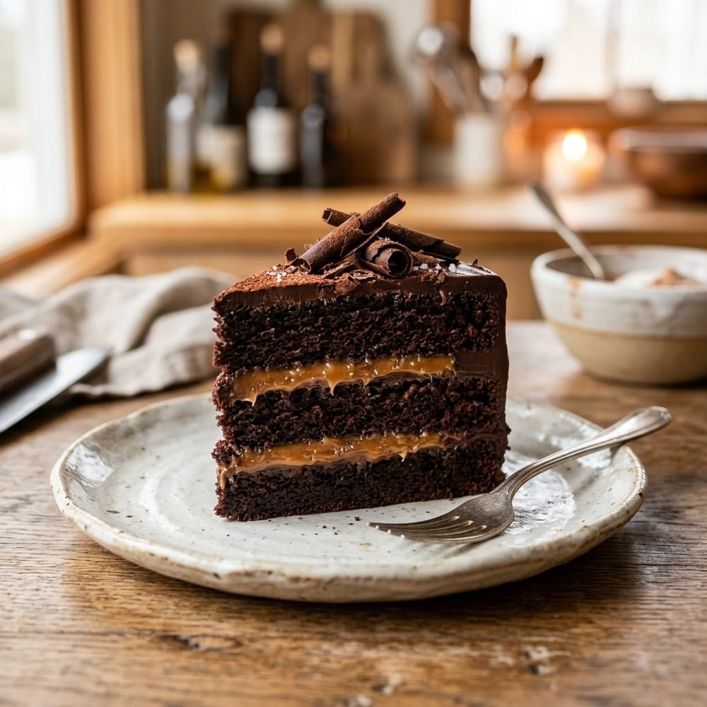 Dark Chocolate wedding cake slice