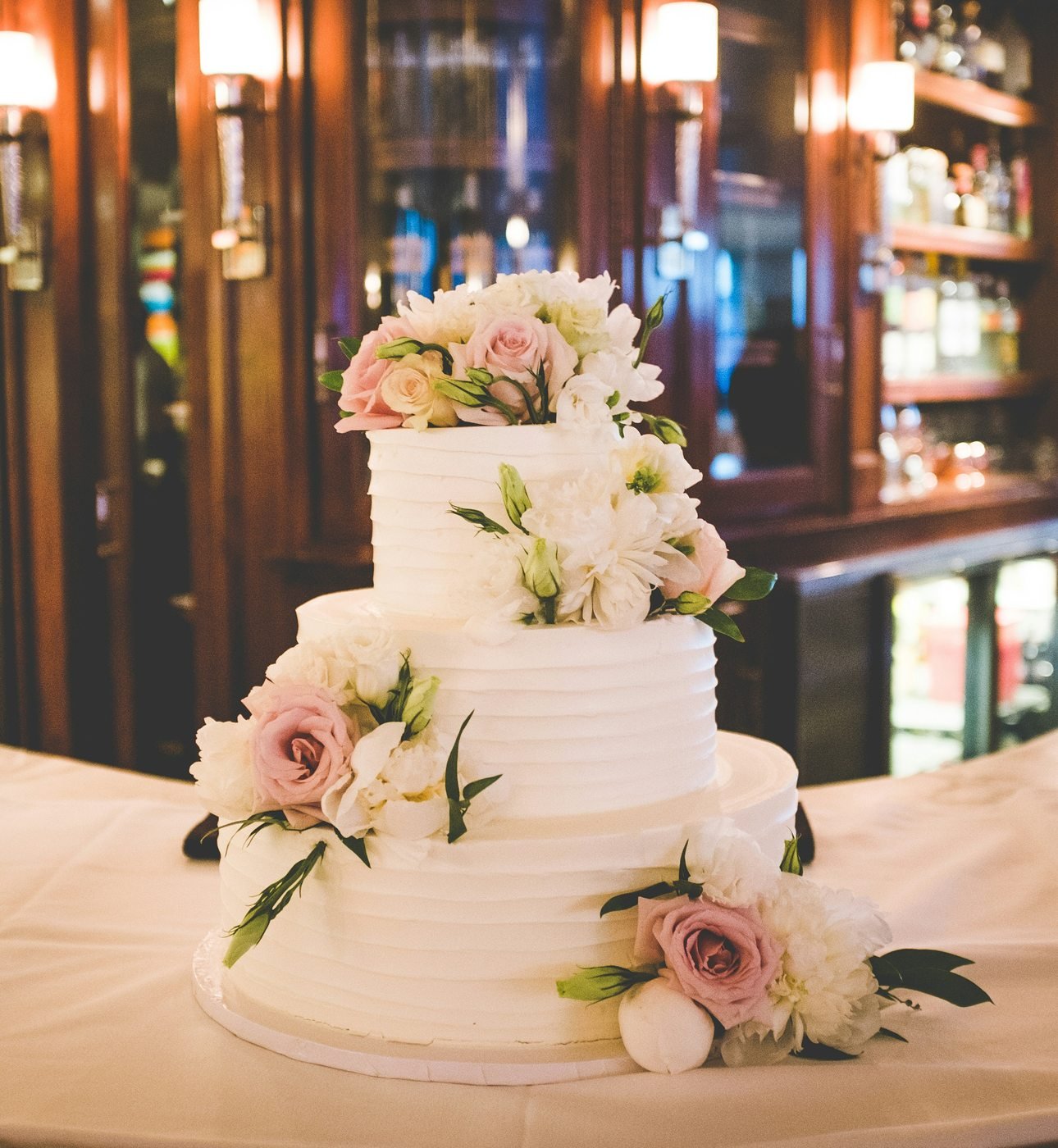 Three-layer fondant cake