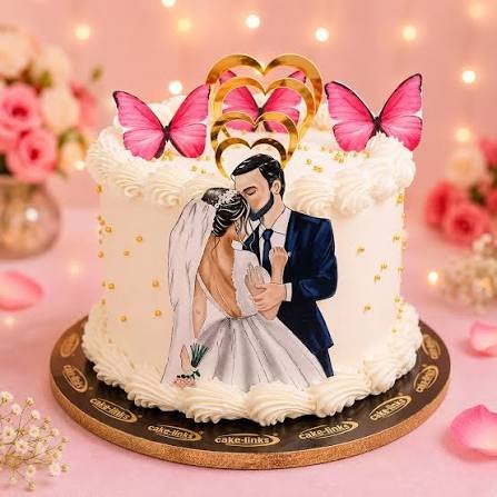 Iced wedding cake finished with sugar flowers